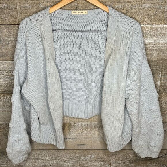 Moon & Madison XS baby blue dotted cardigan XS open front - Picture 1 of 4